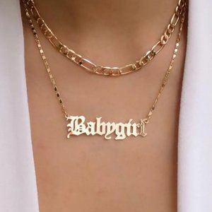 'Babygirl' Charm Necklace, Pendant Necklaces, Stainless Steel Jewelry
